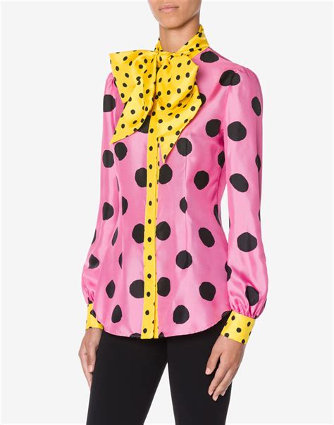 Silk twill shirt with polka